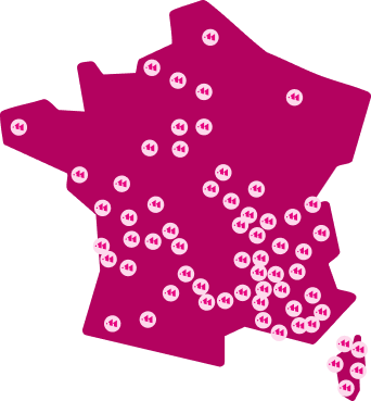 Carte de France avec 80 magasins